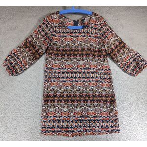 Feathers Mini Dress Womens Size Small Multcolor Geometric Aztec Boho NWOT